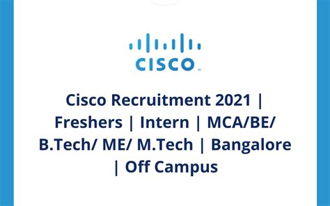 Cisco Recruitment 2021 Freshers Intern Mcabe Btech Me Mtech
