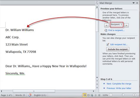 How To Create Merged Letters With Ms Word 2010s Mail Merge Wizard