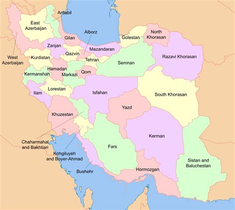 Provincias De Irán Recortes De Oriente Medio