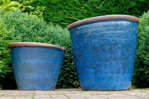 Blue Glaze Terracotta Oval Pots