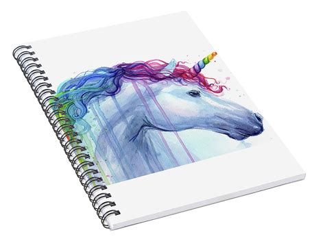 Rainbow Unicorn Watercolor Spiral Notebook For Sale By Olga Shvartsur