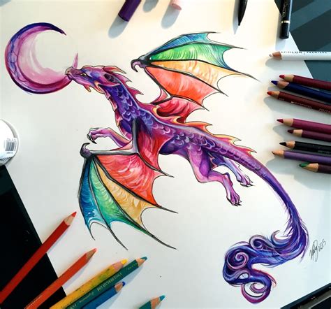Rainbow Colorful Dragon By Artist Katy Lipscomb Dragon Artwork