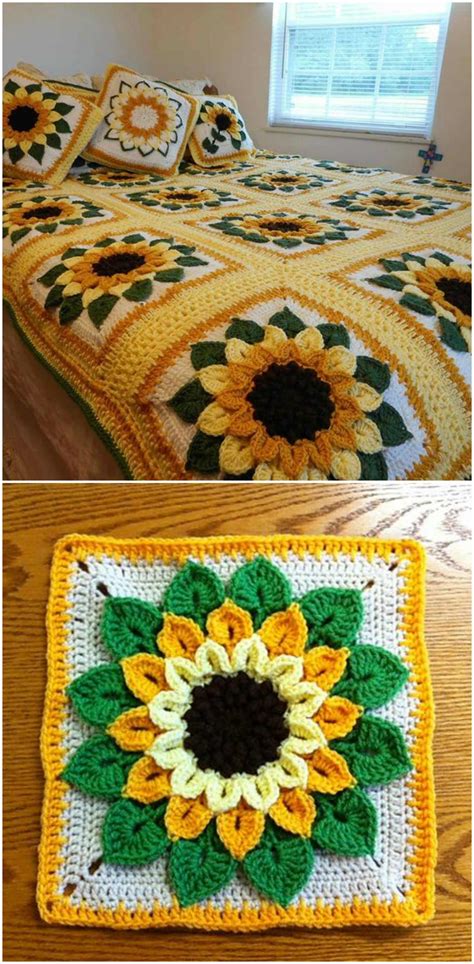 Crochet Sunflower Blanket Craft Ideas