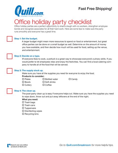 Office Holiday Party Checklist Templates At