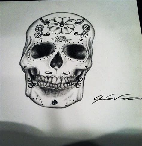 A Realistic Sugar Skull Done With Pencil And Ink Sugar Skull Tattoos