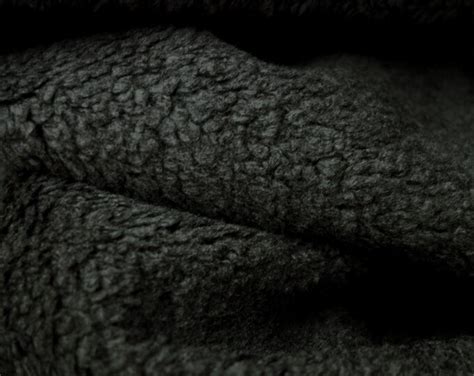 Black Sherpa Fleece Fabric Deadstock Fabric By The Yard Etsy