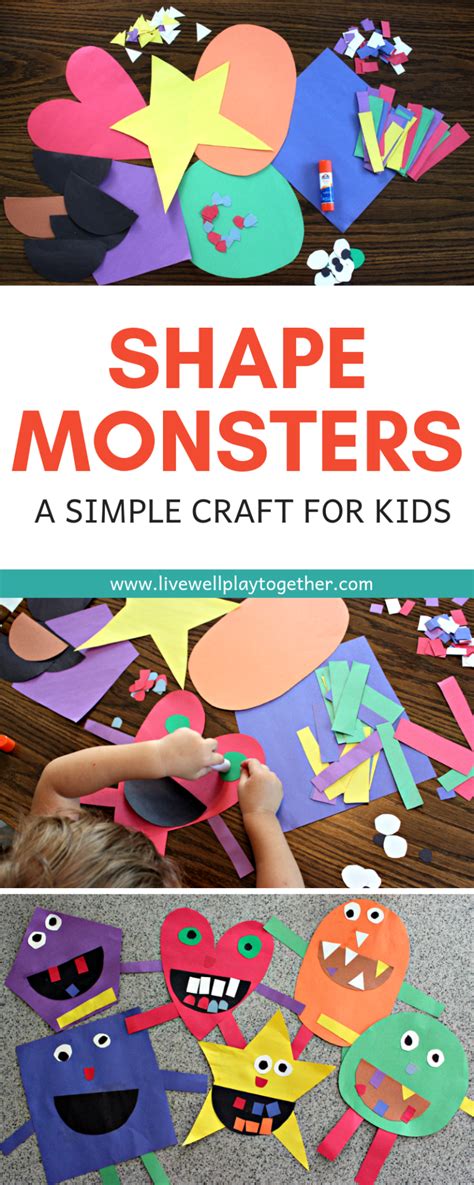 Shape Monster Craft For Kids Live Well Play Together Kindergarten