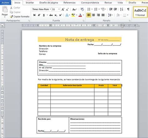 Formatos De Entrega De Mercancía Tipos Y Ejemplos De Notas 2022