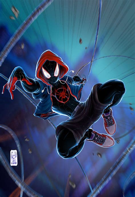 Spiderman Miles Morales Poster Print Marvel Wall Art Prints Into The