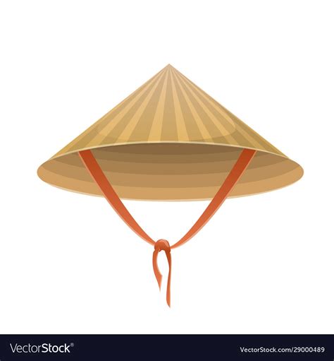 Chinese Hat In Form A Cone With A Tie Royalty Free Vector