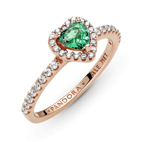 Pandora Sparkling Elevated Green Crystal Heart And Cz Ring