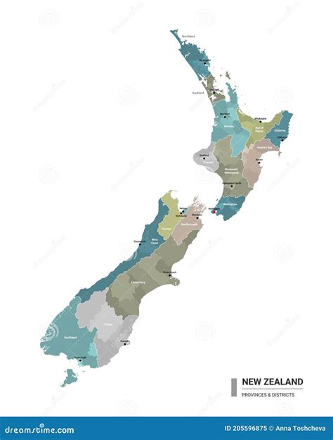 New Zealand Higt Detailed Map With Subdivisions Administrative Map Of