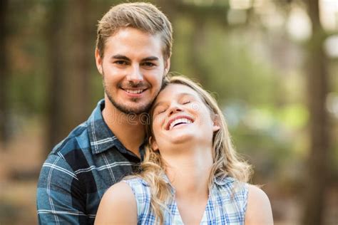 Happy Smiling Couple Embracing Stock Photo Image Of Eyes Embracing
