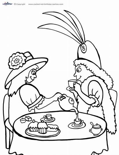 Coloring Tea Party Printables Pages Printable Coolest
