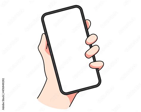 Hand Holding Smartphone Mobile Phone Concept Hand Drawn Cartoon Art