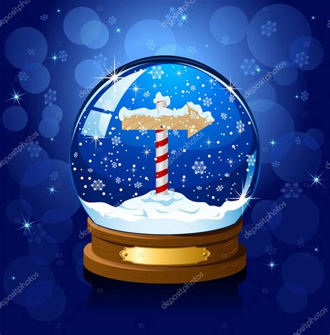 Christmas Snow Globe With North Pole Sign — Stock Vector © Losw 10759518