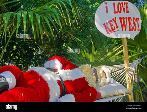 Santa Claus Relaxing In Key West Florida Stock Photo Alamy