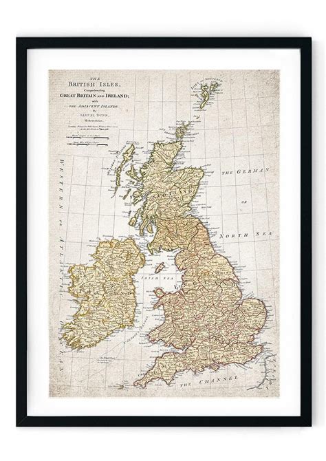 1716 Map Of Great Britain Giclee Print Restored Vintage Wall Etsy