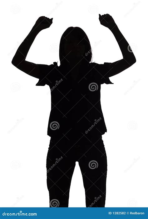 Silhouette Of Woman With Arms Up Stock Photo Image Of Luck Gain 1282582