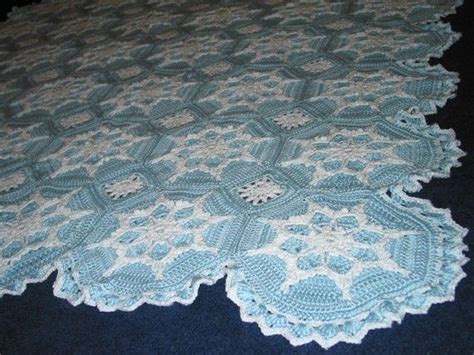 Snowflake Afghan Crocheted Blanket Soft Powder Blue Made Etsy