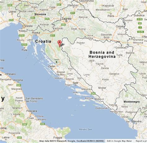 Plitvice Lakes On Croatia Map