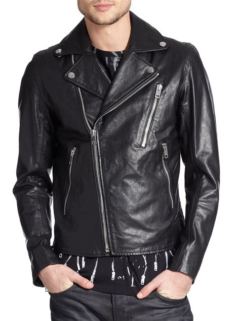 Diesel Leather Moto Jacket In Black For Men Lyst