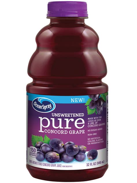 Ocean Spray Pure 100 Unsweetened Concord Grape Juice 32 Fl Oz