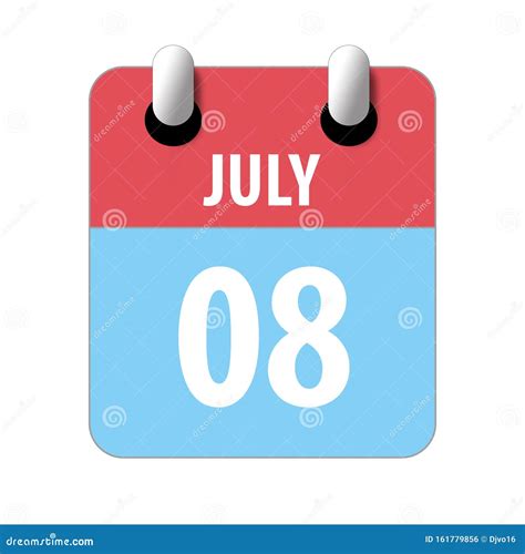 July 8th Day 8 Of Monthsimple Calendar Icon On White Background