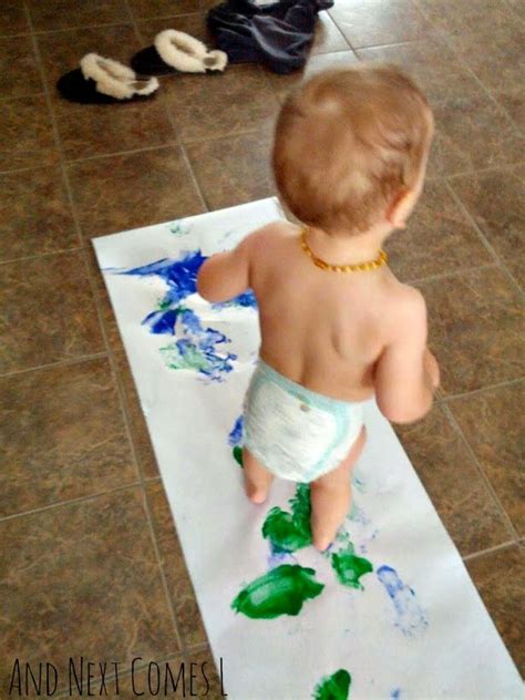 Stomp Painting Toddler Art Art Activities For Toddlers Painting Crafts