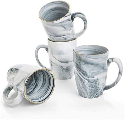 Handmade Marble Ceramic Coffee Mugs Set Of 4 16 Oz Etsy