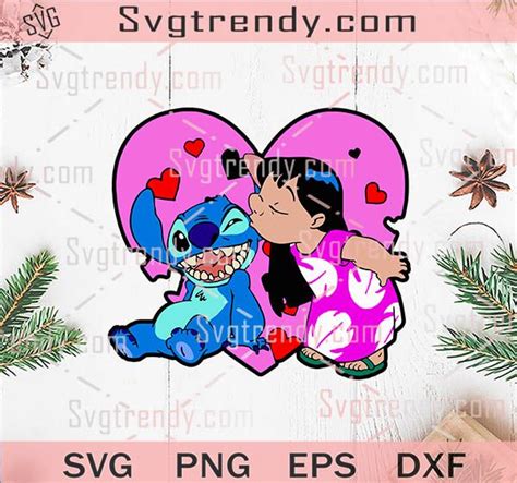 Lilo Stitch Valentines Day SVG PNG DXF EPS Files For Cricut Lilo
