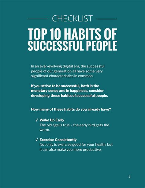 Top 10 Habits of Successful People - Checklist – (Downloadable – PDF ...