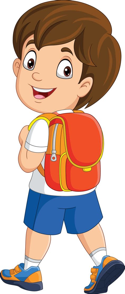 Cartoon Happy School Boy With Backpack 7153103 Vector Art At Vecteezy