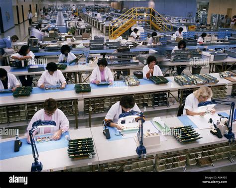 Electronic Assembly Line In A Manufacturing Plant Stock Photo Royalty