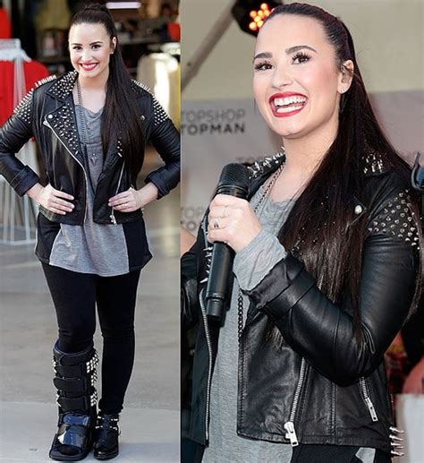 Sharp And Scary Demi Lovato In Spike Studded Leather Jacket
