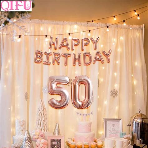 Birthday parties at home are great fun and don't have to be much work. QIFU Happy 50th Birthday Decorations Rose Gold Balloons ...