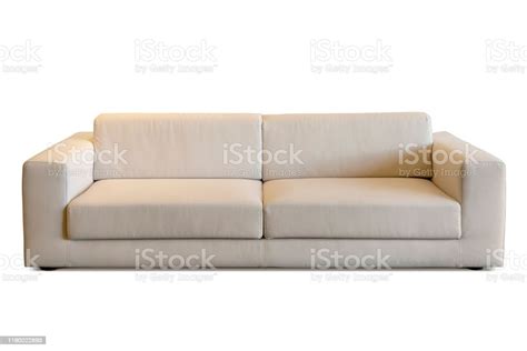 Modern Flax Couch Sofa Isolated On White Background Studio Shoot Stock