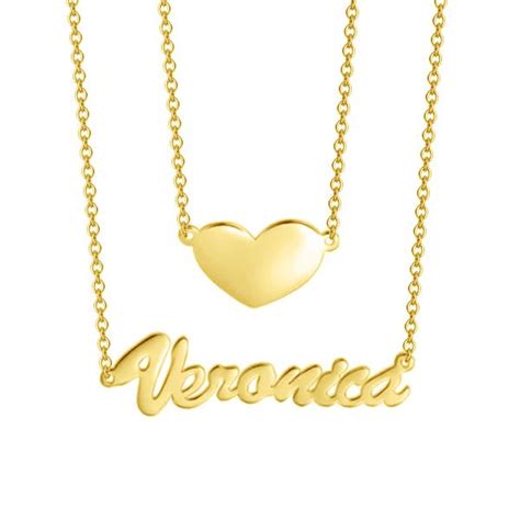 Yafeini Customized Jewelry 14k Gold Two Layers Personalized Heart Name
