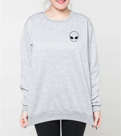 Alien Sweatshirt Sweater Shirt Pocket Printed Long Sleeve T Etsy