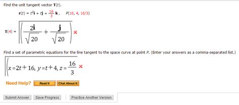 solved find the unit tangent vector t t r t t 2i tj