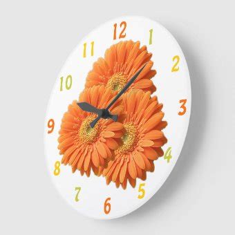 Orange Gerbera Daisies Clock Zazzle