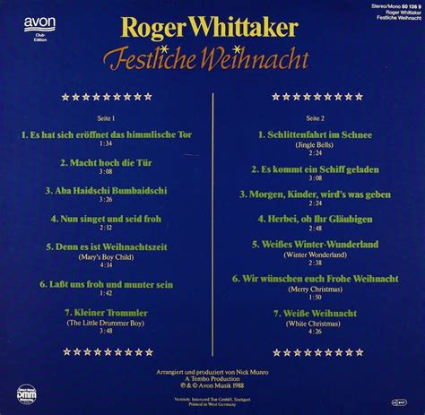 Roger Whittaker Festliche Weihnacht Bertelsmann Vinyl Collection