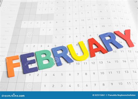 Colorful February Month On Calendar Paper Stock Image Image Of Symbol