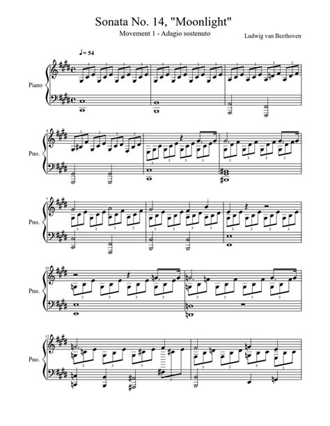 This arrangement copyright 2011 makingmusicfun.net a wave music studio company. Sonata No. 14, "Moonlight" Sheet music for Piano | Download free in PDF or MIDI | Musescore.com
