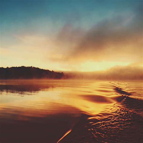 Dawn Dusk Foggy Lake Mist River Silhouette Sky Sunrise Sunset