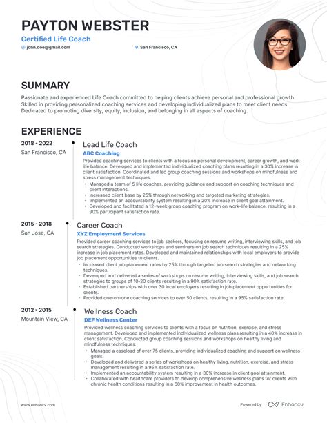 5 Life Coach Resume Examples And Guide For 2024