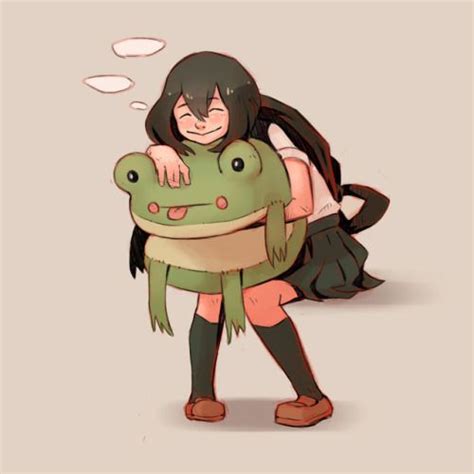 Kero Kero Heres A Happy Tsuyu Cuddling A Giant Stuffed Frog Tsuyu Asui
