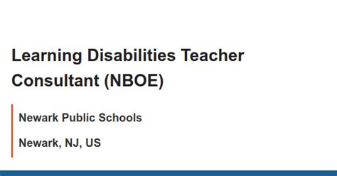 Learning Disabilities Teacher Consultant Nboe Job With Newark Public