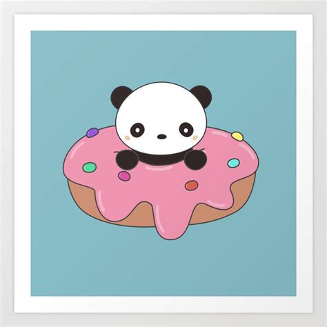 Kawaii Cute Panda Donut Art Print By Wordsberry Society6