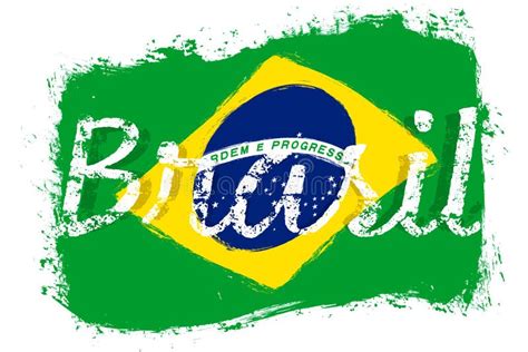 Brasil Flag Of Brazil Banner With Grunge Brush Independence Day